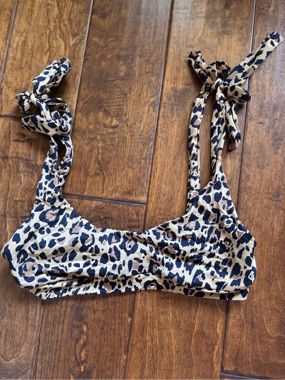 Darlin Leopard Print Tie-Shoulder Bikini Top